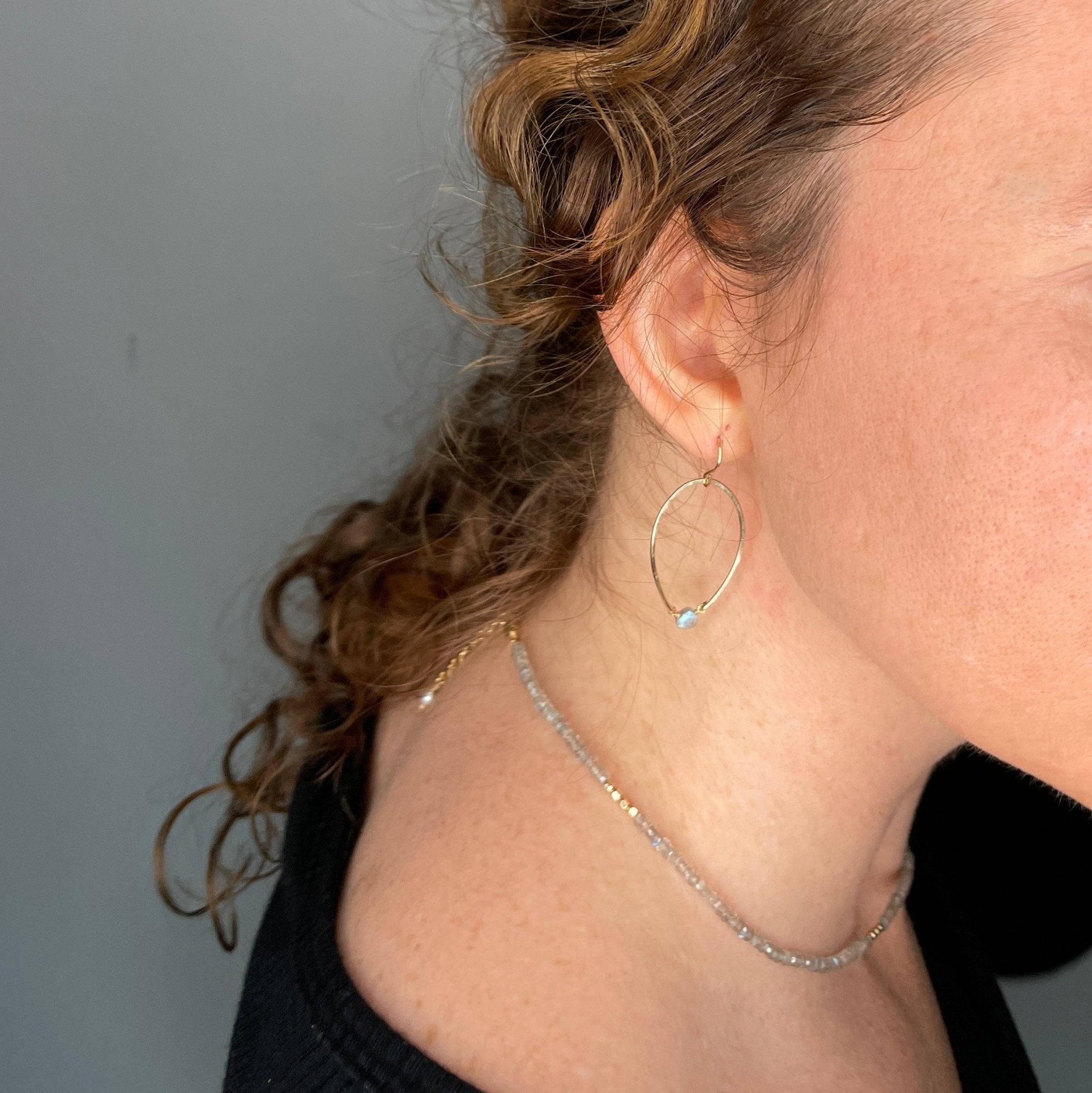 Mini labradorite Luster Hoops - Tree Myriah
