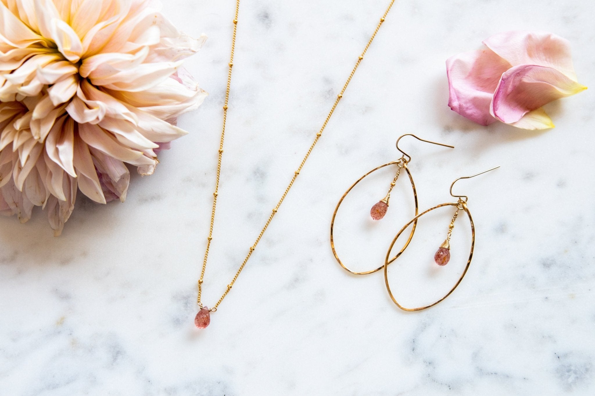 Strawberry Quartz Nimah Hoops - Tree Myriah