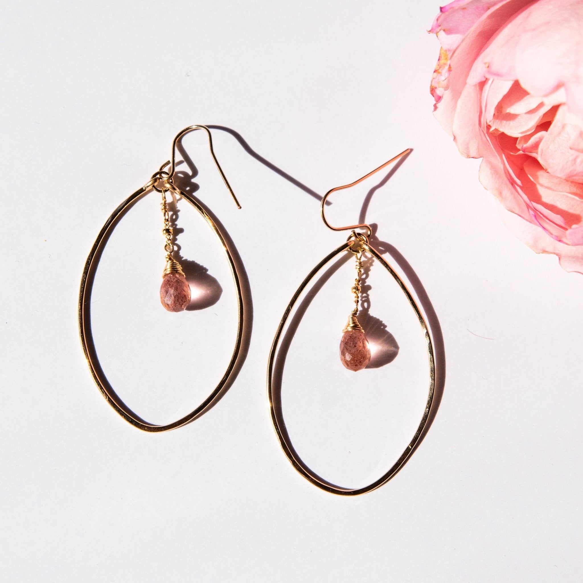 Strawberry Quartz Nimah Hoops - Tree Myriah