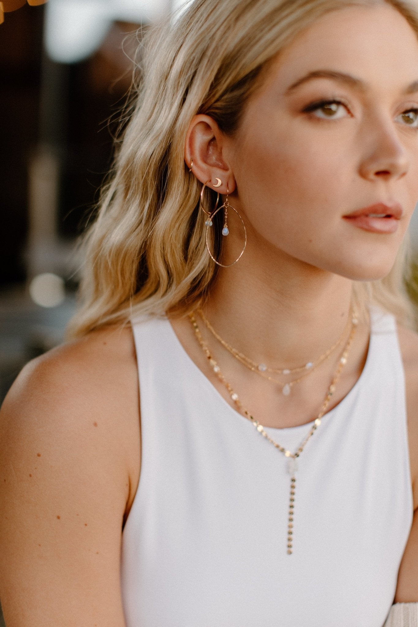 Crescent Moon Studs - Tree Myriah