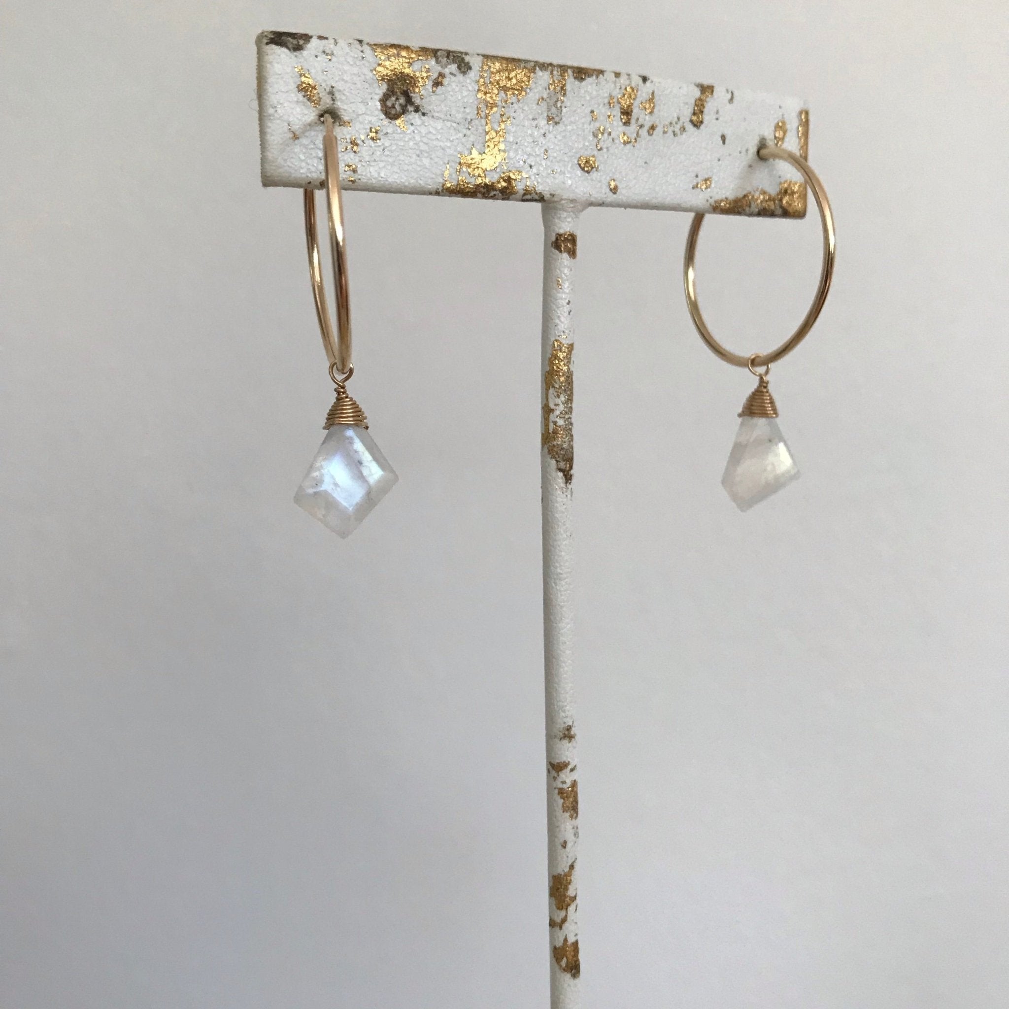 Moonstone Drop Hoops - Tree Myriah