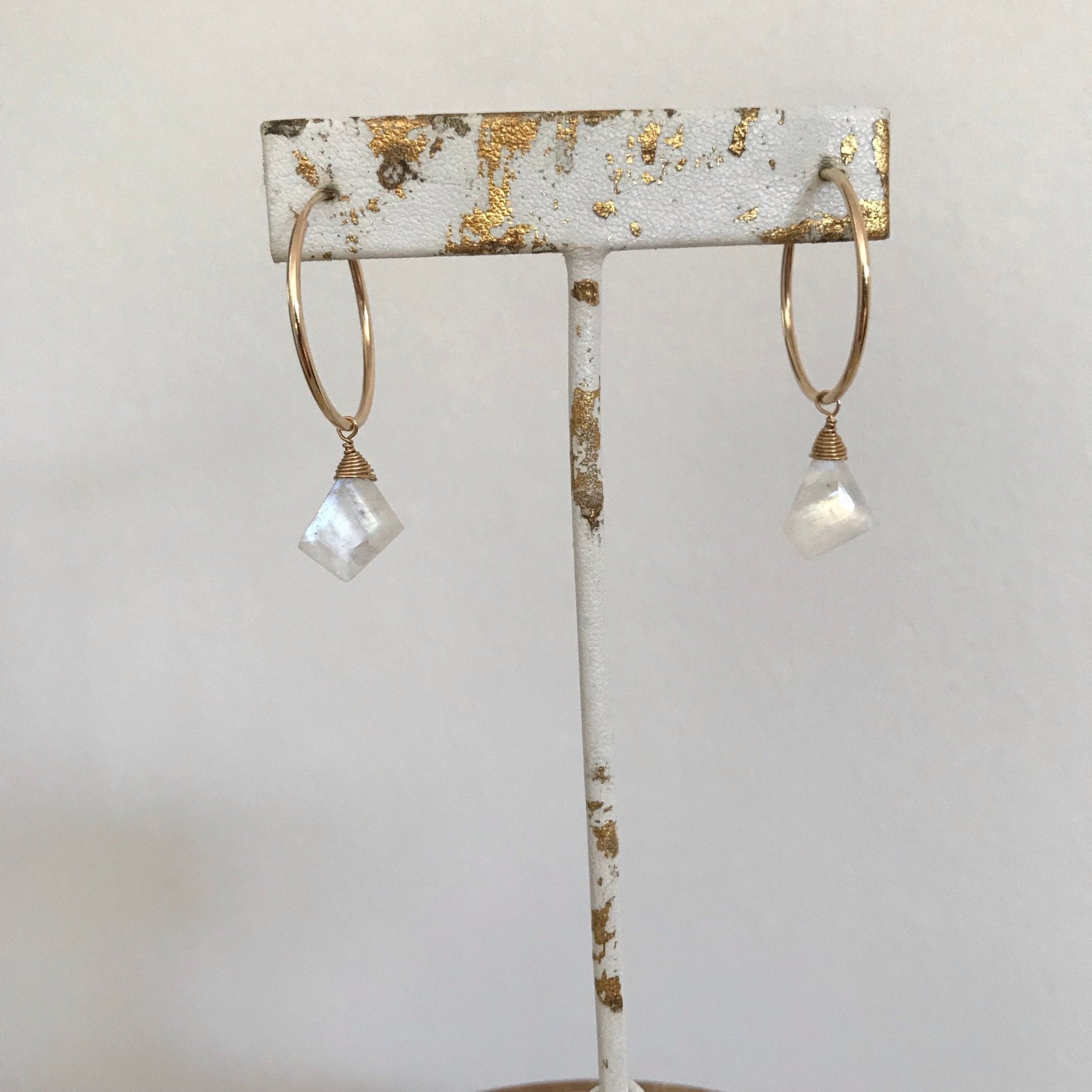 Moonstone Drop Hoops - Tree Myriah