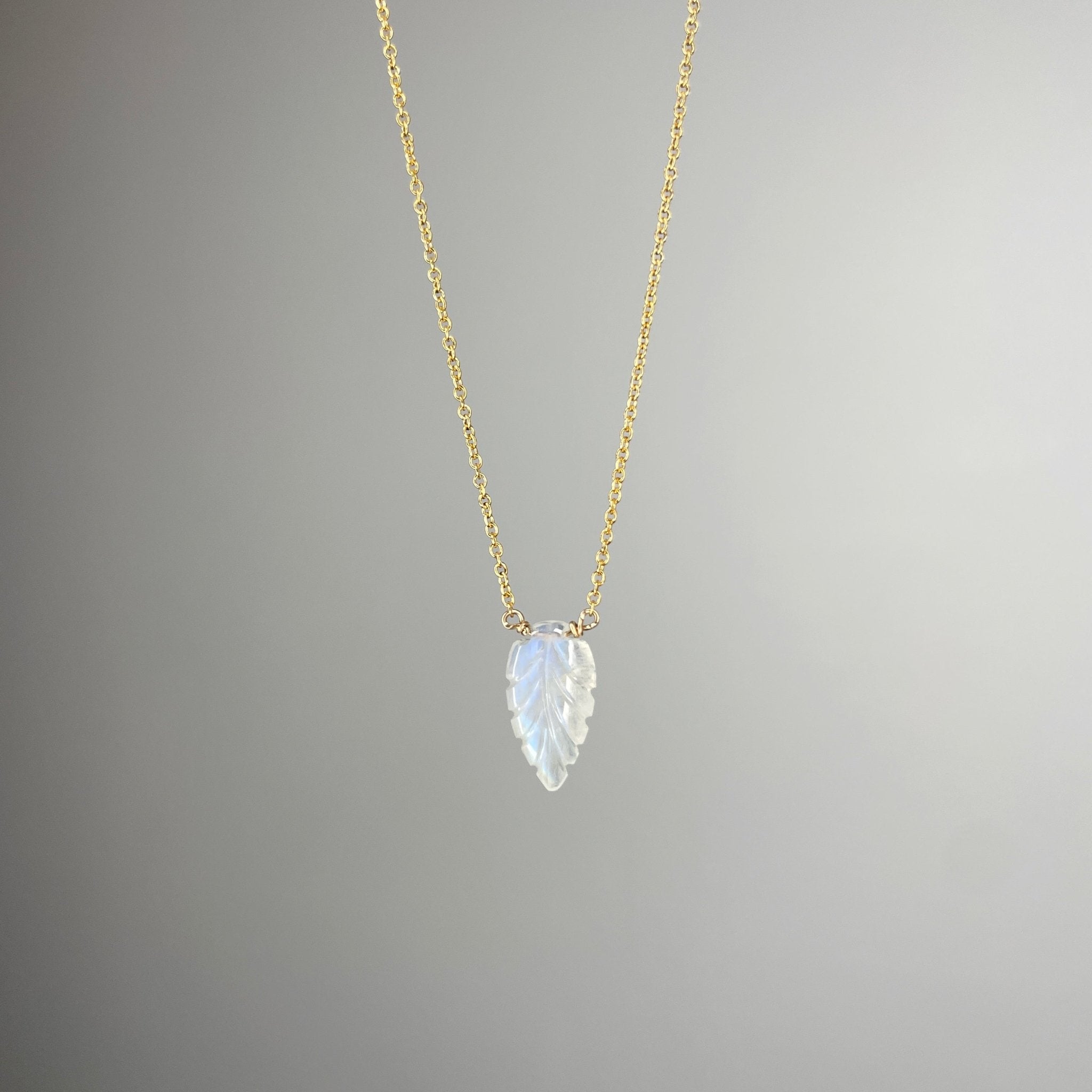 Moonstone Leaf Necklace - Tree Myriah