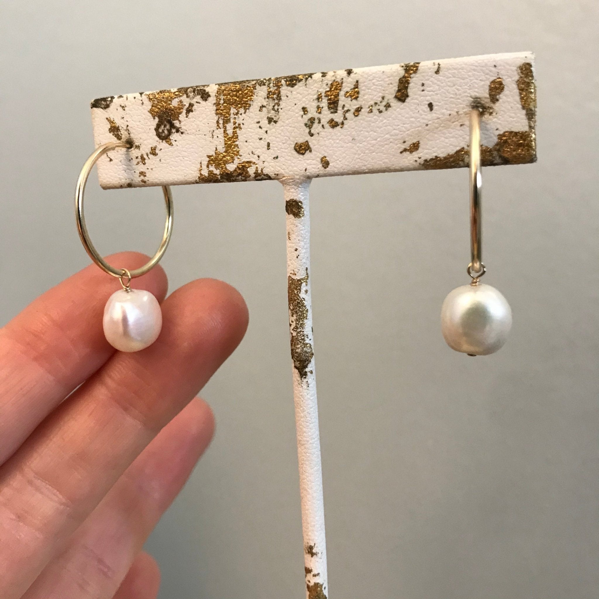Pearl Drop Hoops - Tree Myriah