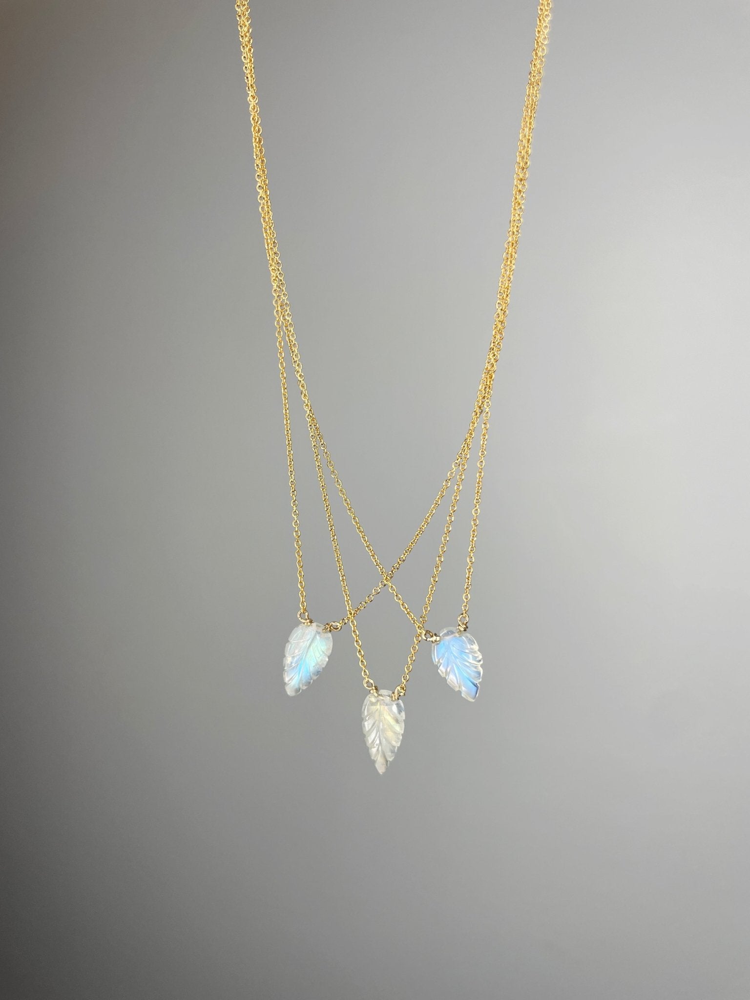 Moonstone Leaf Necklace - Tree Myriah