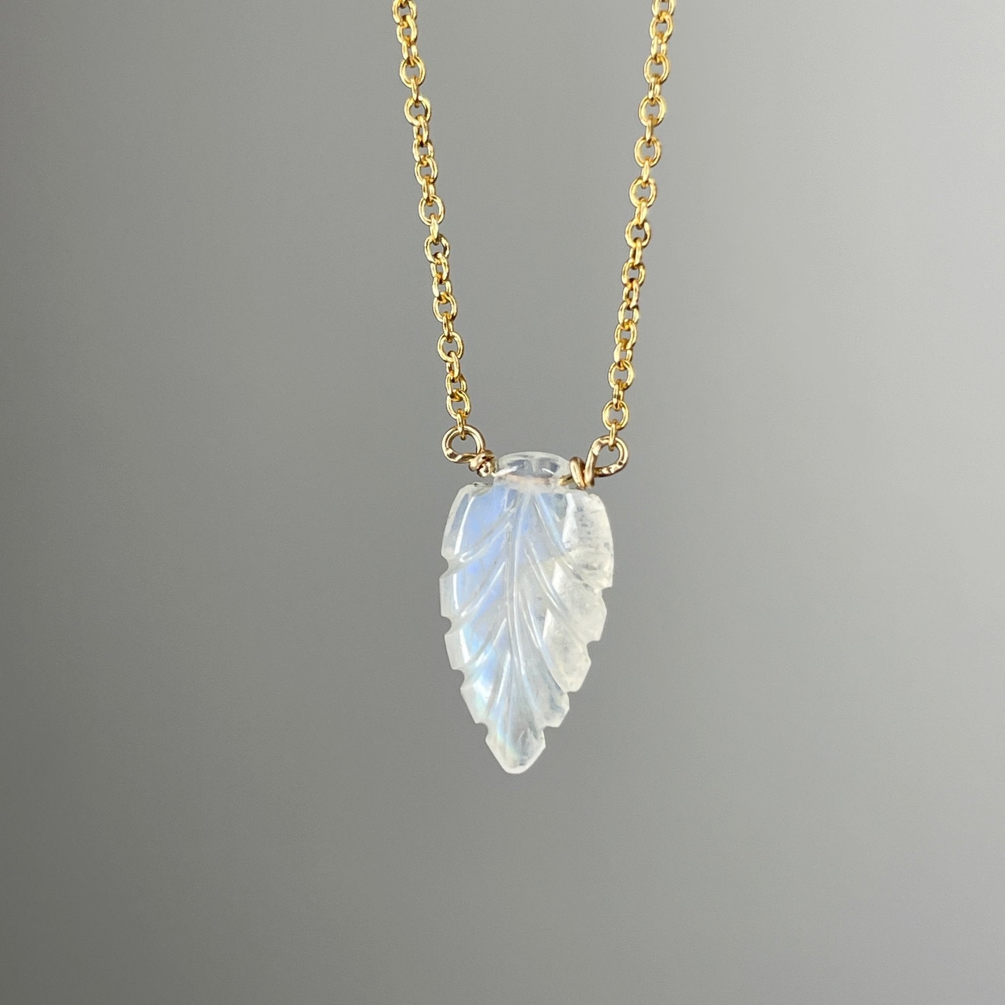 Moonstone Leaf Necklace - Tree Myriah