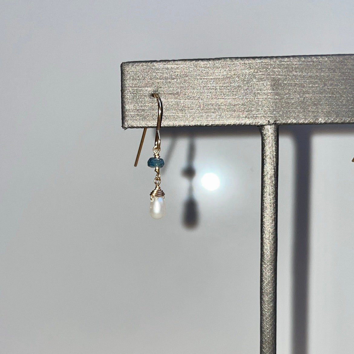 Kyanite and Pearl Lotus Earrings - Tree Myriah