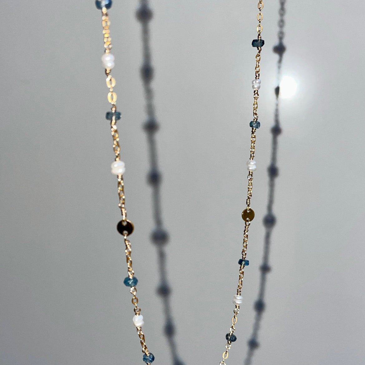 Kyanite and Pearl Lotus Necklace - Tree Myriah