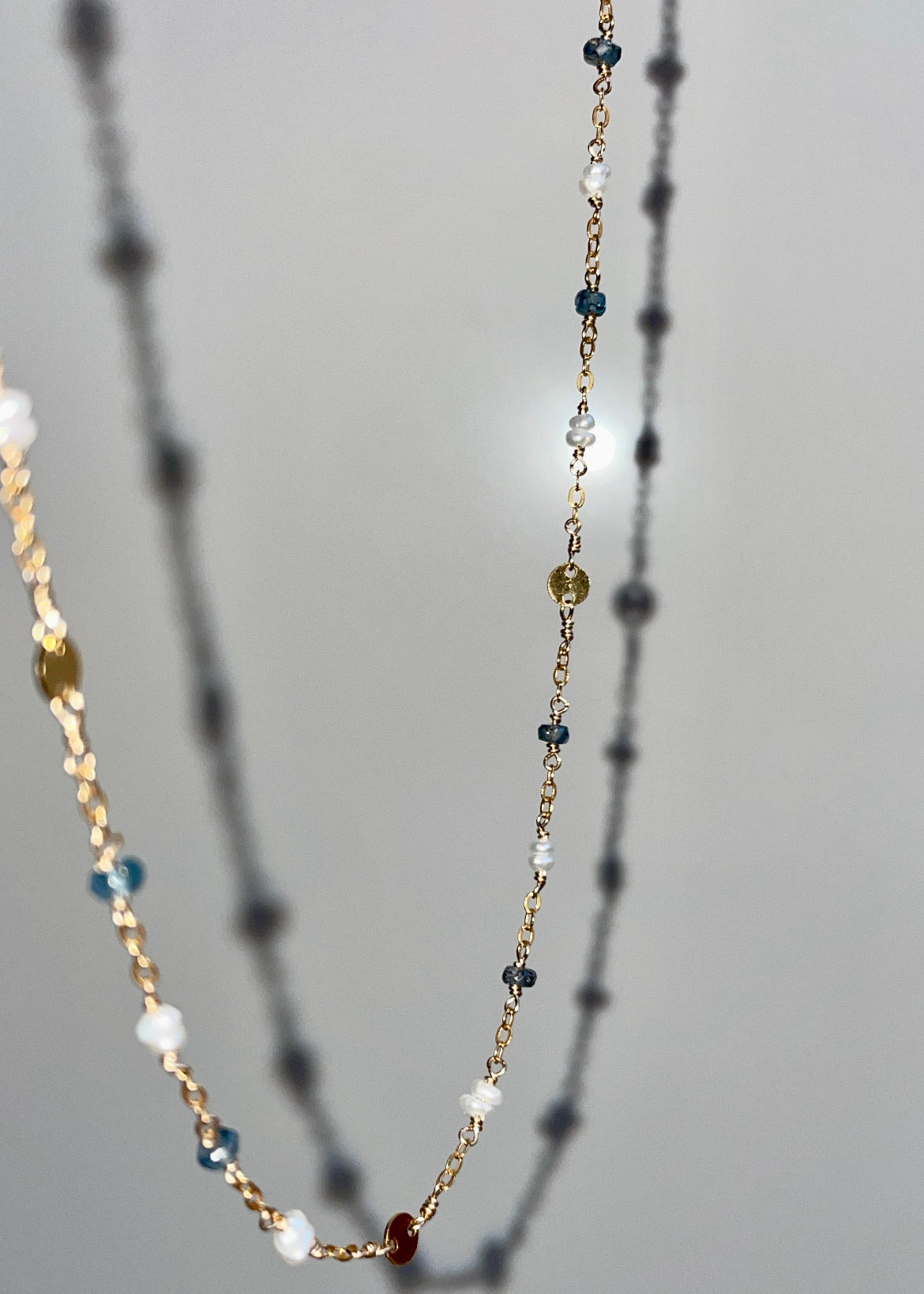 Kyanite and Pearl Lotus Necklace - Tree Myriah