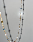 Kyanite and Pearl Lotus Necklace - Tree Myriah