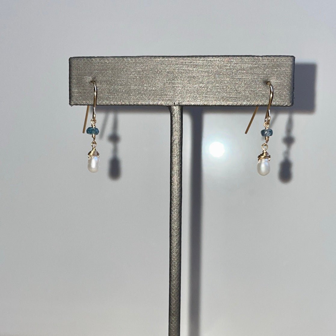Kyanite and Pearl Lotus Earrings - Tree Myriah