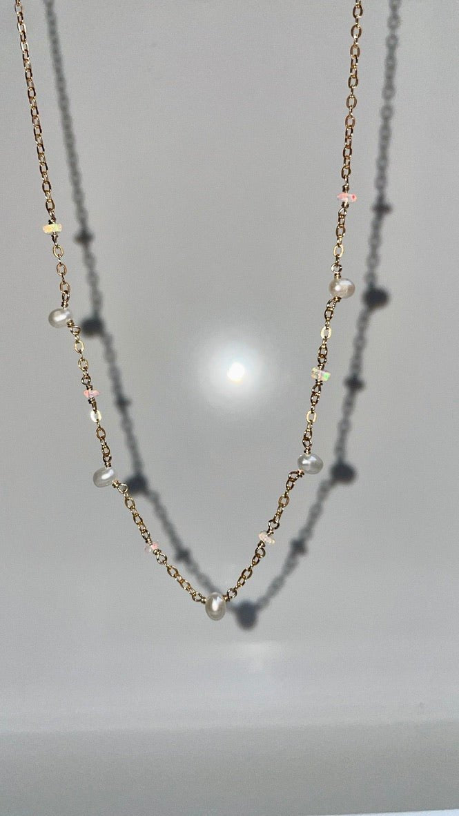 Fiery Opal and Pearl Cove Necklace - Tree Myriah