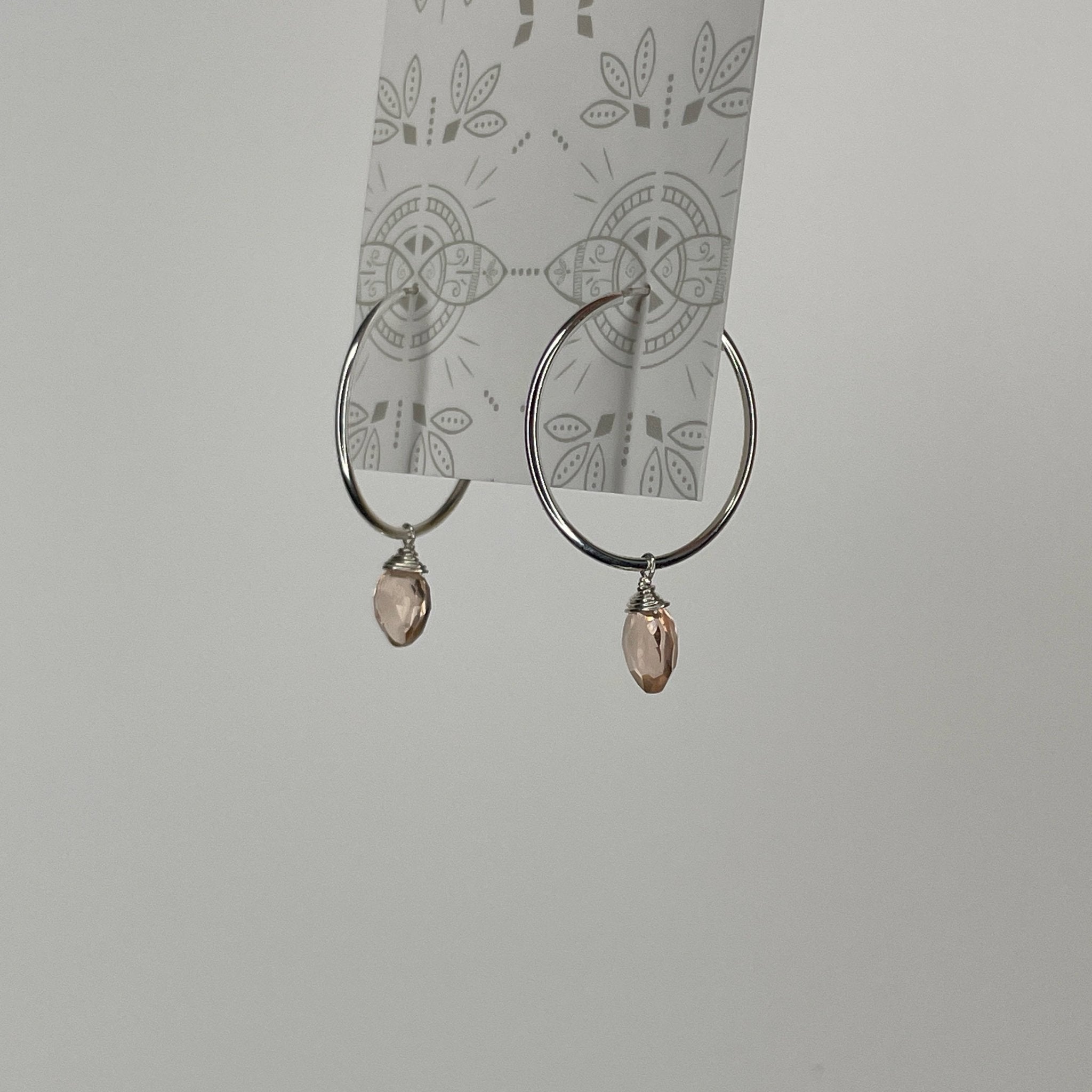 Rose Quartz Hoops - Tree Myriah