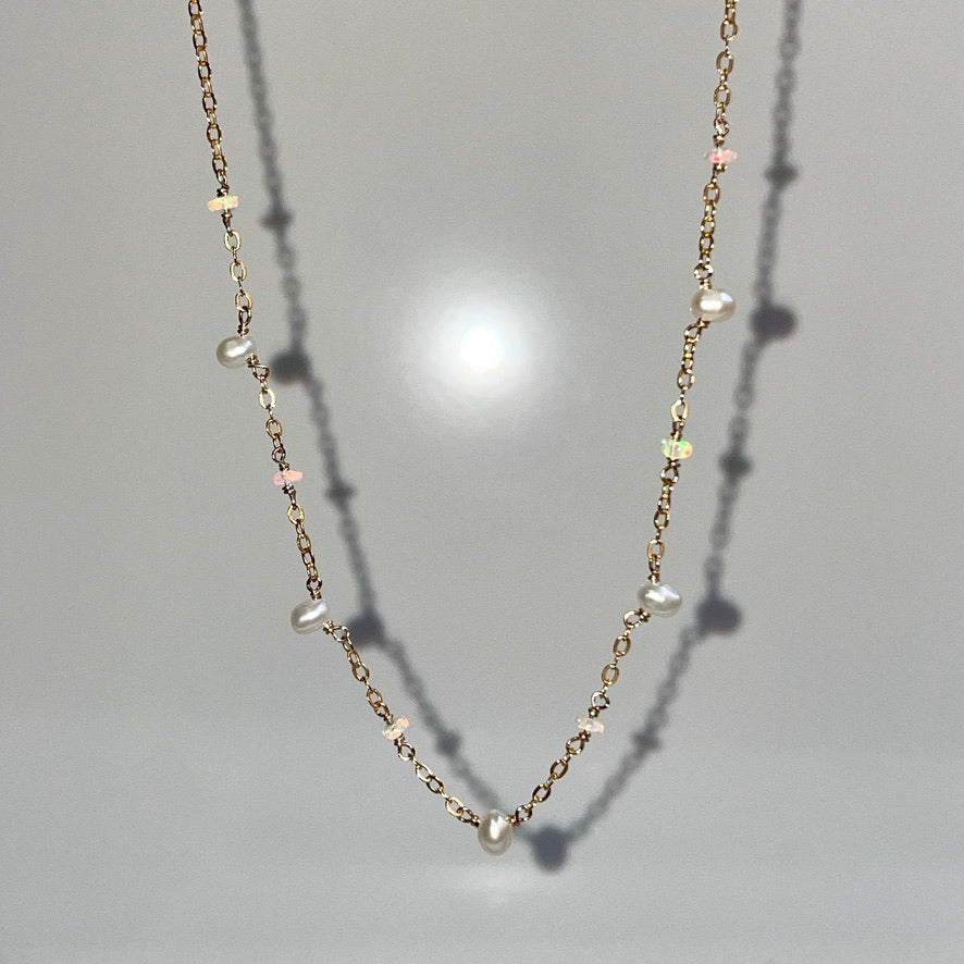 Fiery Opal and Pearl Cove Necklace - Tree Myriah
