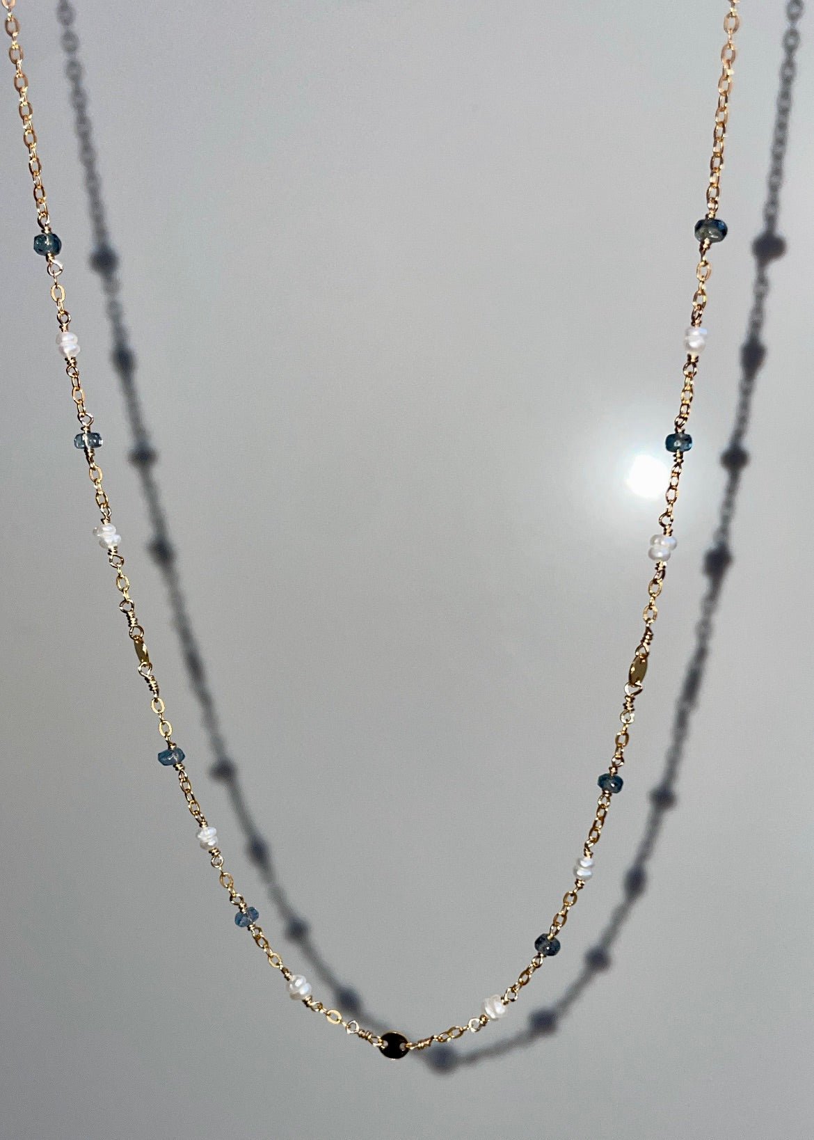 Kyanite and Pearl Lotus Necklace - Tree Myriah