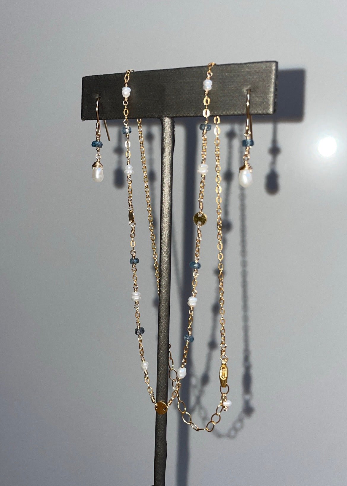 Kyanite and Pearl Lotus Necklace - Tree Myriah