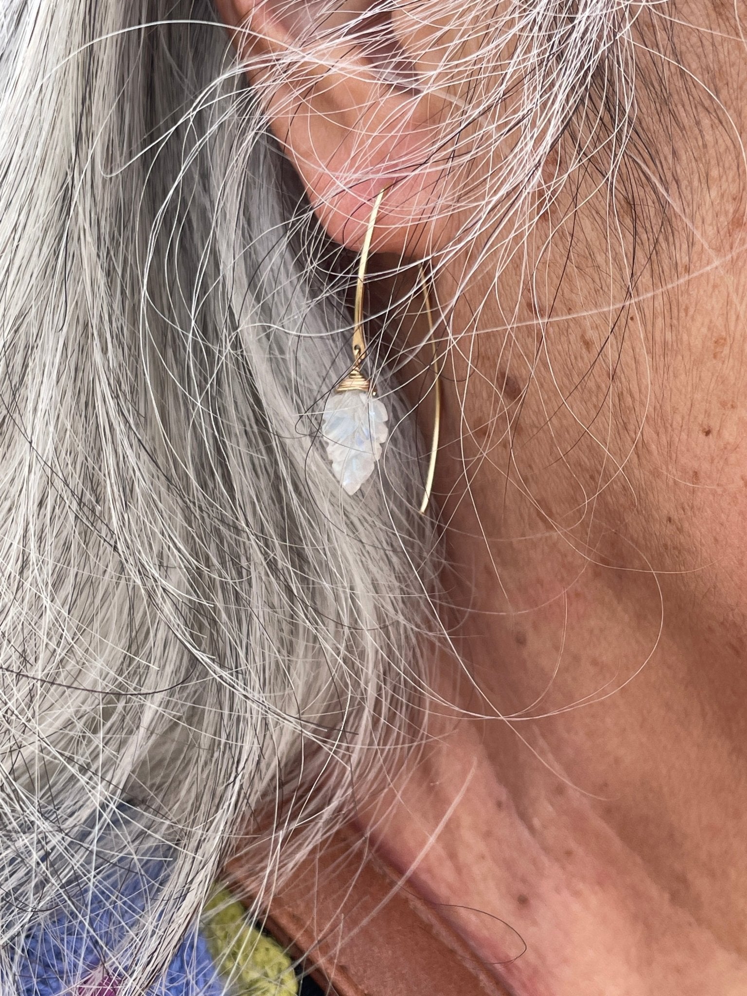 Moonstone Leaf Earrings - Tree Myriah